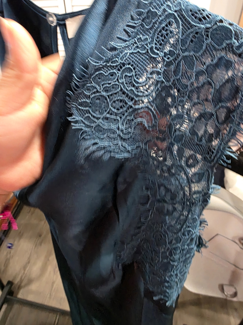 LOFT Teal Lace-Trim Midi Dress - Picture 9 of 10